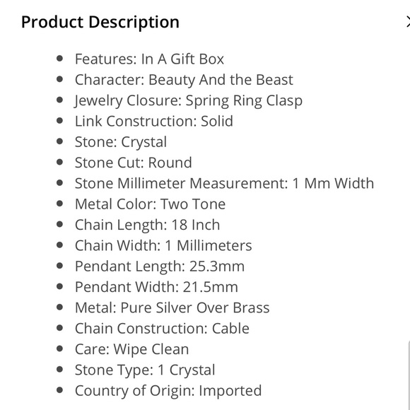 NWT❣️Disney Beauty & The Beast Pendant Neckline - Picture 3 of 3